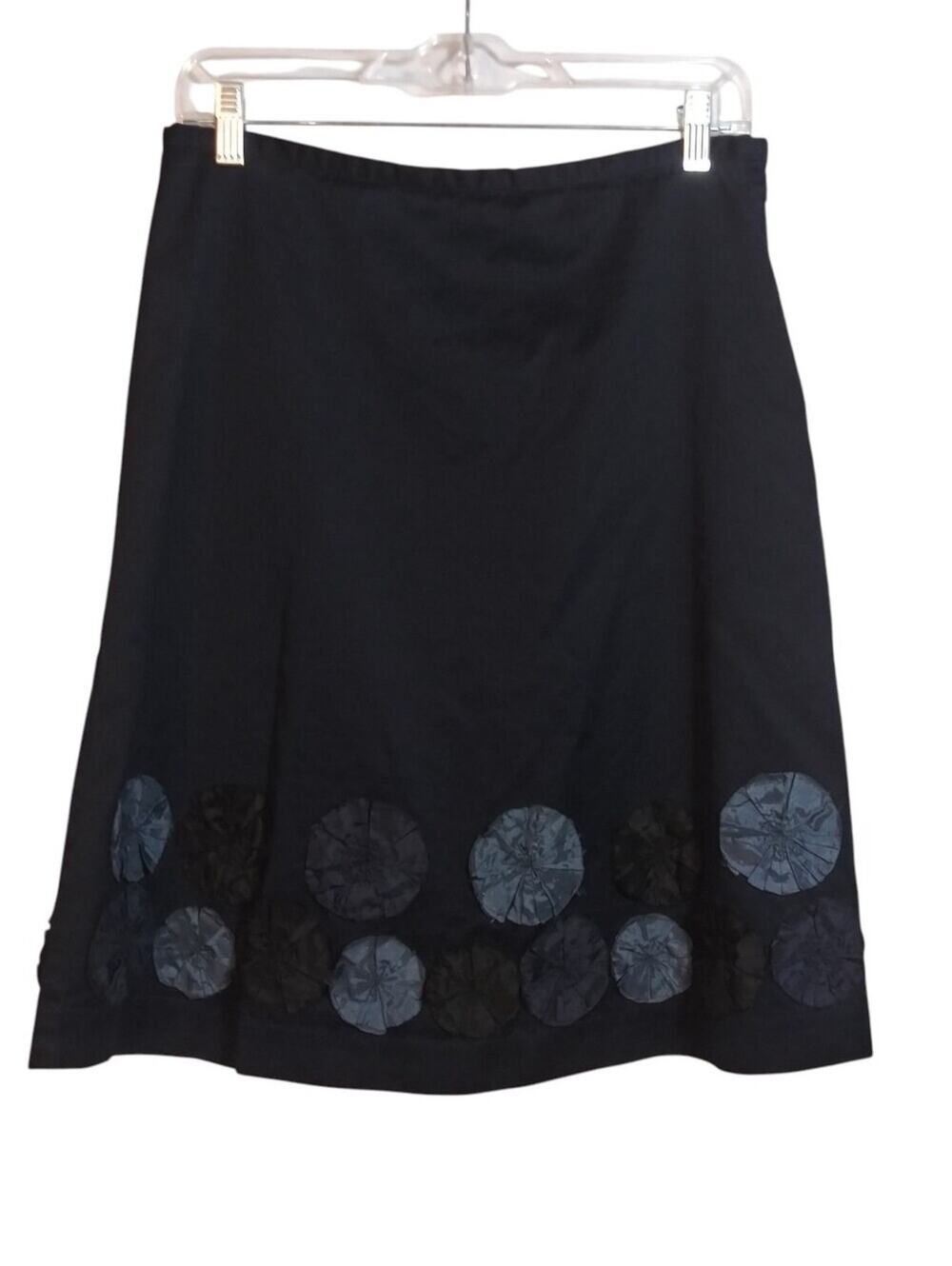 Boden Navy A-Line Skirt with Decorative Rosette Circle Appliqués Size 12R